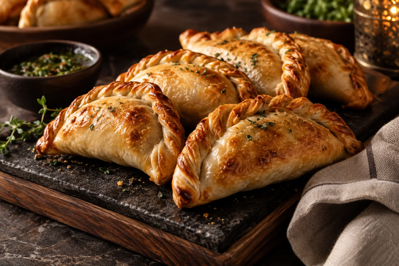 Empanadas artesanales doradas listas para servir